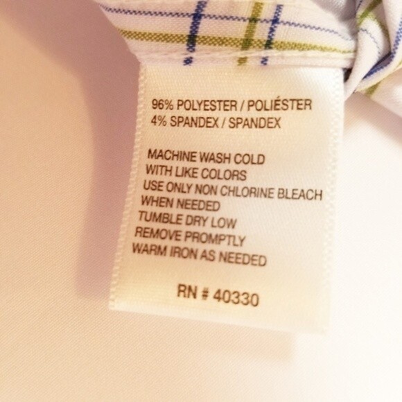 Haggar Tuckless Moisture Wicking Slim Fit White Plaid Shirt Size Medium - Picture 7 of 8